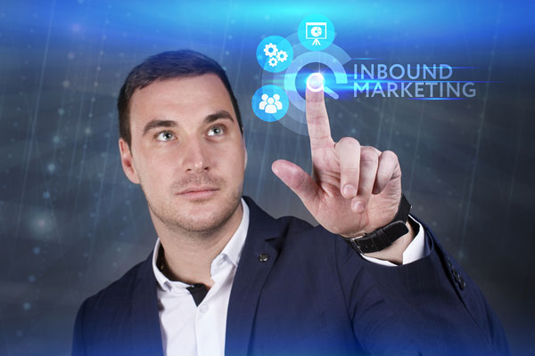 business man pointing to inbound marketing image