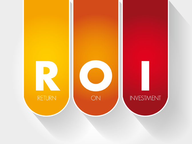 Letters ROI which stands for return on investment
